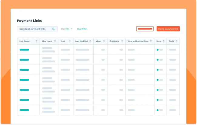 invoicing software for small business image showing hubspot payment links centralized dashboard